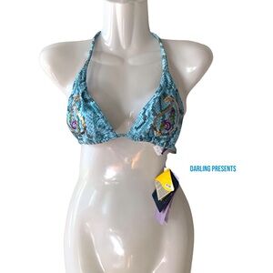 Cia Maritima Snakeskin Print Swimsuit Bikini Top Women Color Blue Size M
